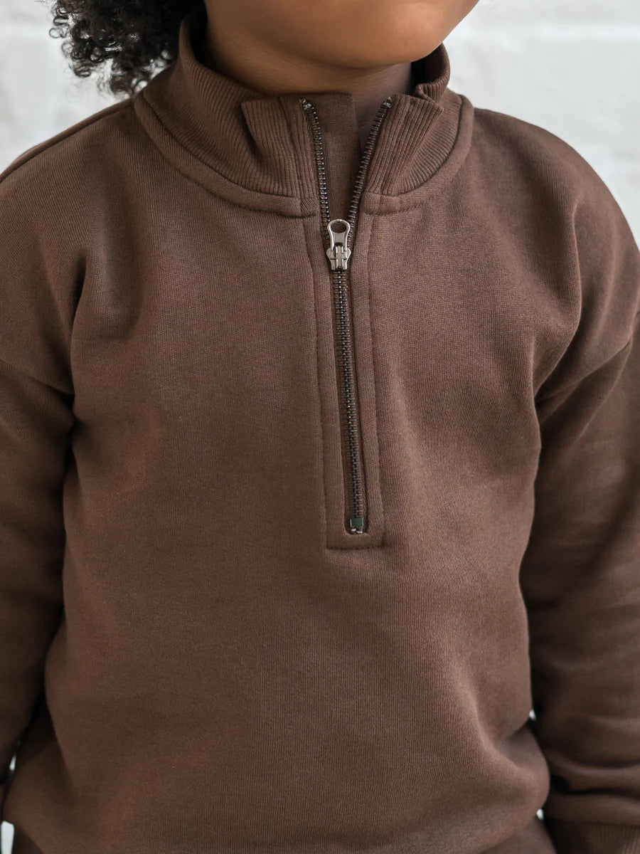 Mack Fleece Dropped Shoulder Half Zip Pullover Sweatshirt